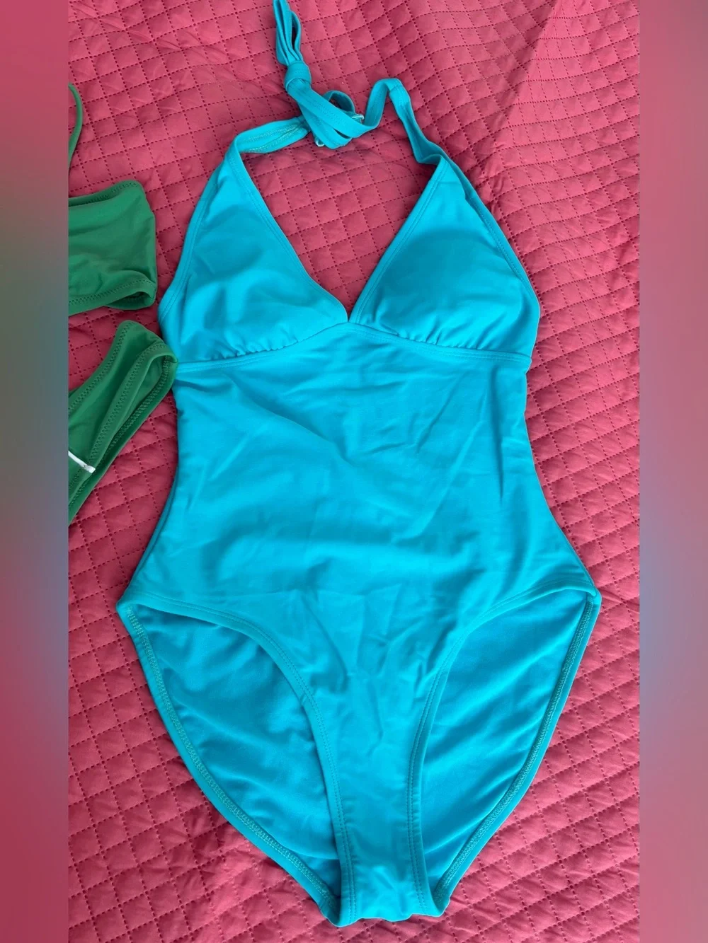Old Navy Bright Turquoise Halter One-Piece Swim Suit